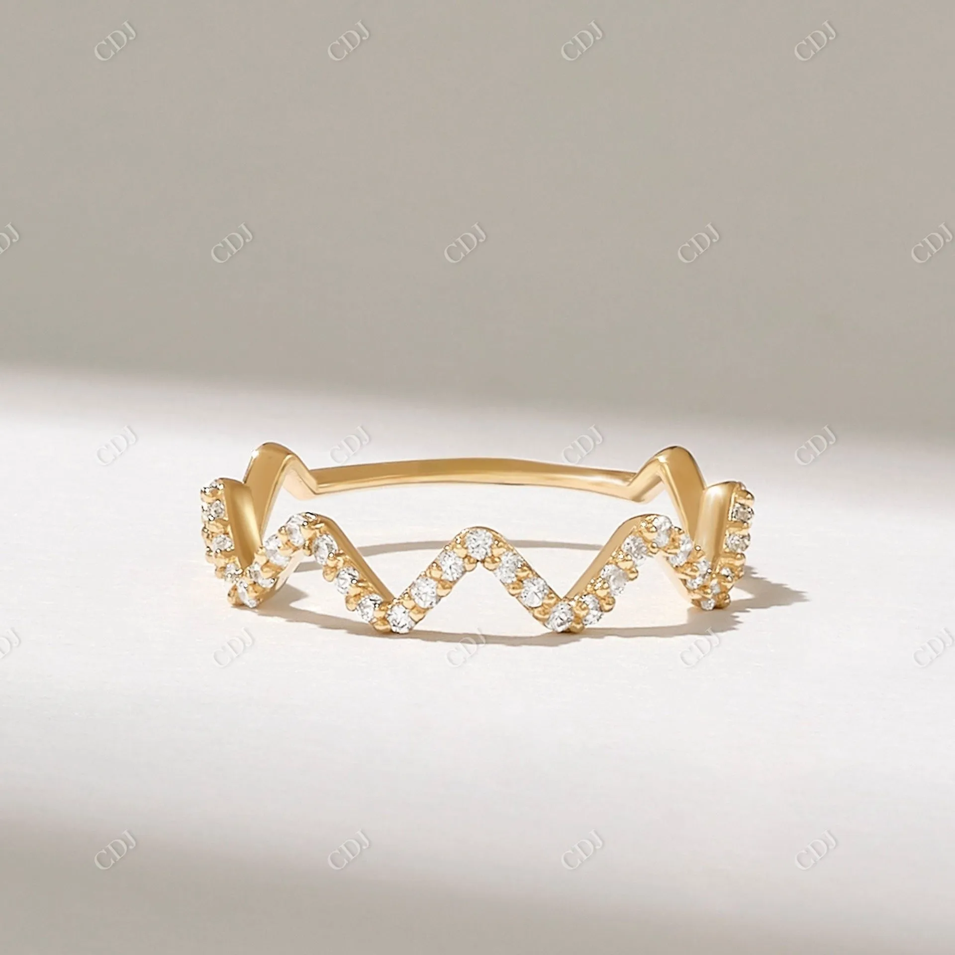0.17CTW Round Cut Lab Grown Diamond Zigzag Wedding Band