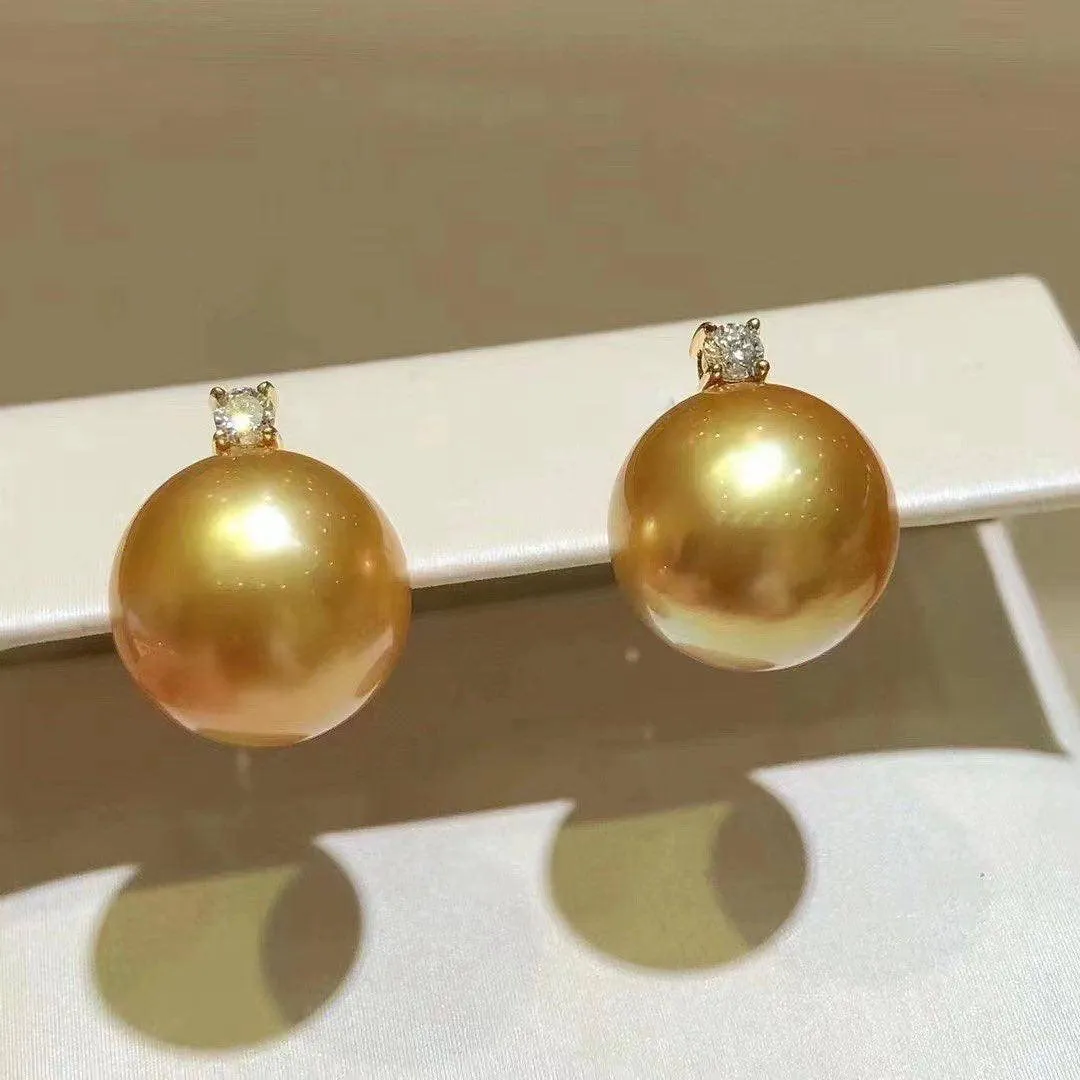 10-12mm Golden South Sea Pearl & 18K Gold Sasha Earrings