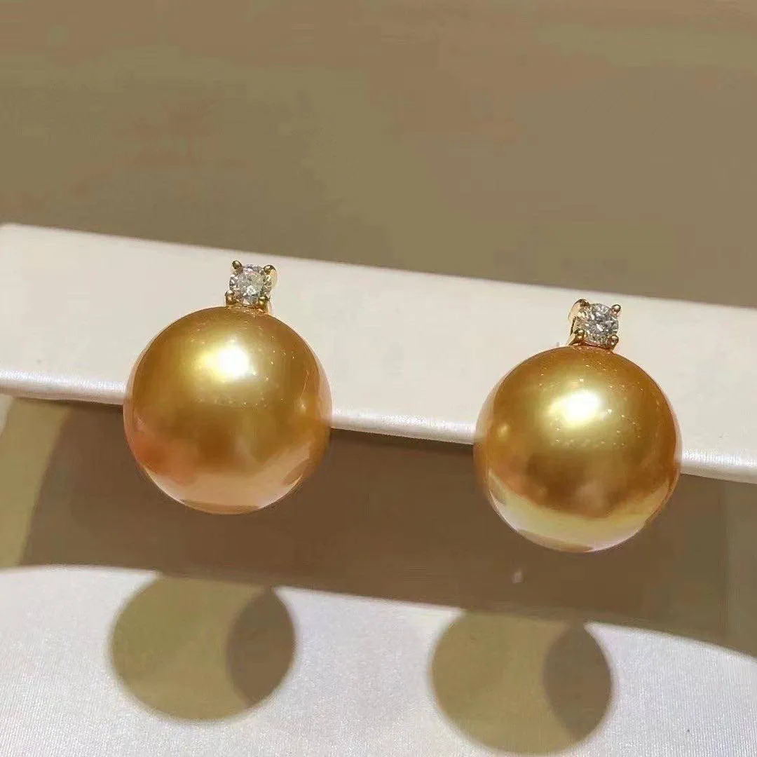 10-12mm Golden South Sea Pearl & 18K Gold Sasha Earrings