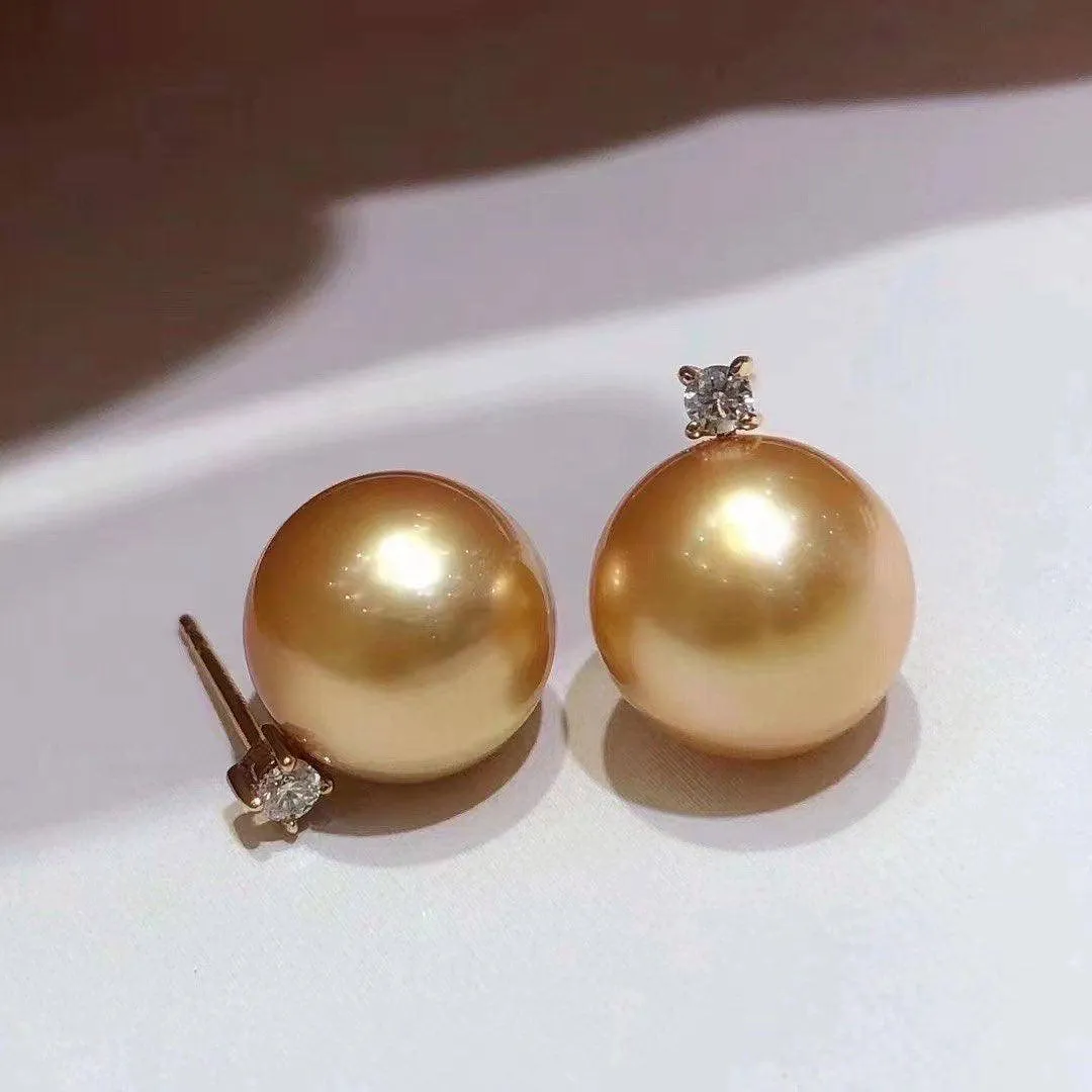 10-12mm Golden South Sea Pearl & 18K Gold Sasha Earrings
