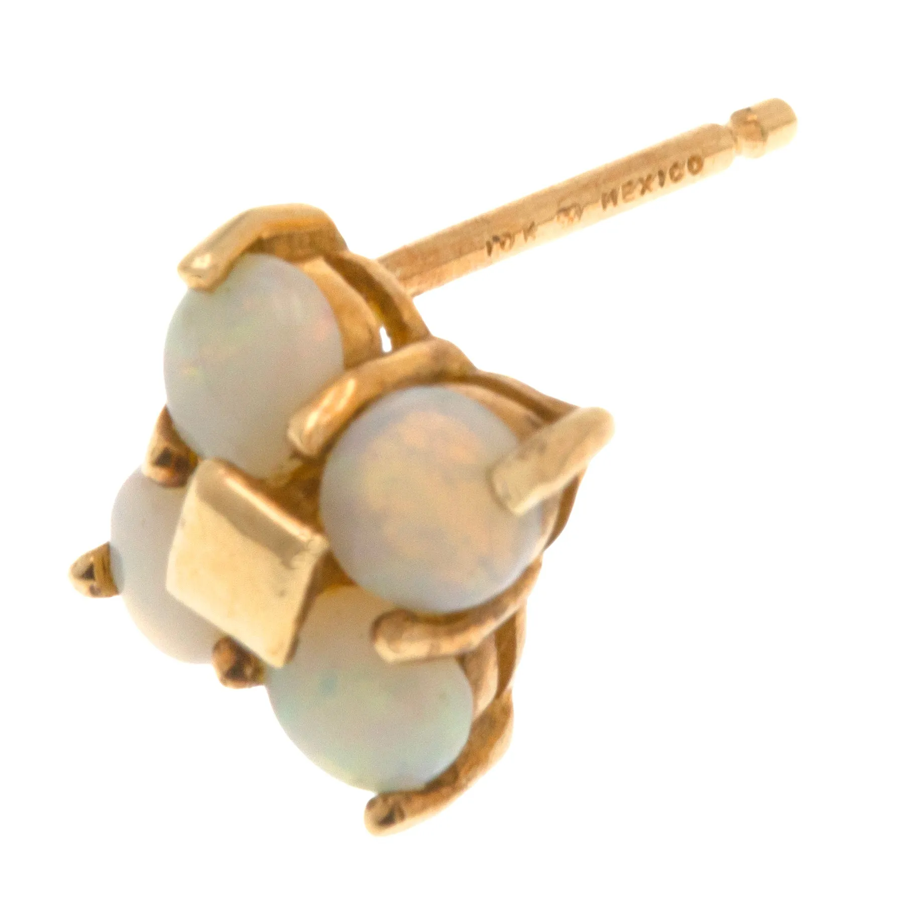 10ct Gold Opal Flower Cluster Stud Earrings, 0.40ct
