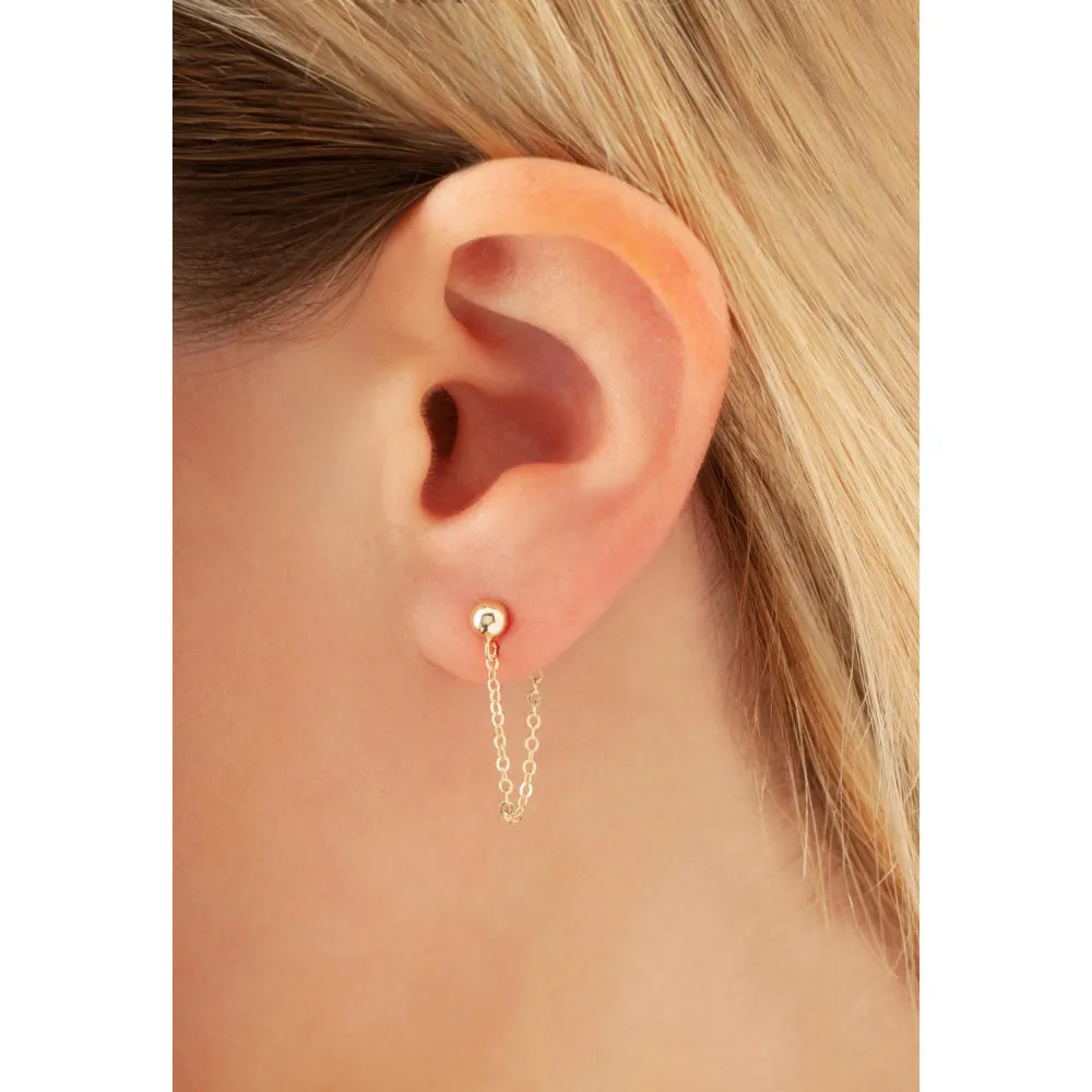 14k Ball with Chain Earrings