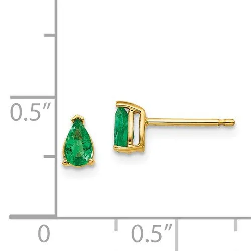 14KT GOLD 0.40 CTW PEAR SHAPE EMERALD EARRINGS