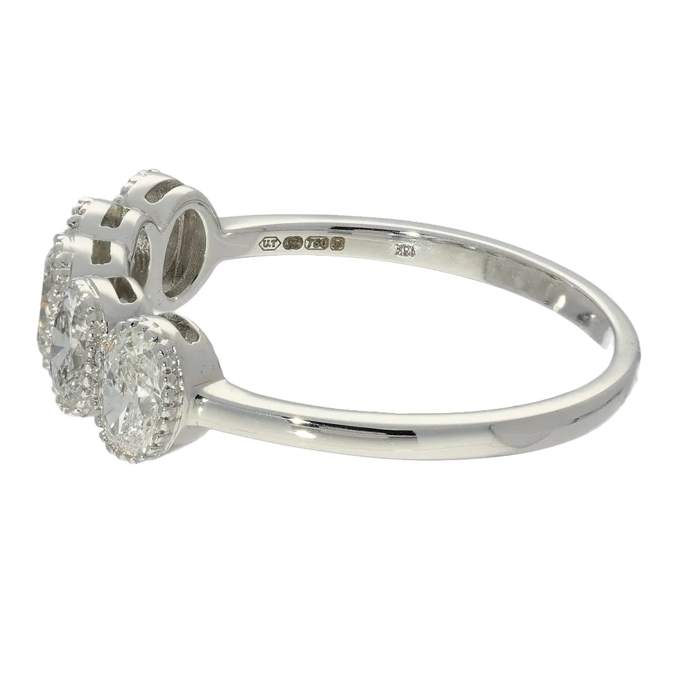 18ct White Gold 1ct Oval Diamond 5-Stone Half Eternity Ring