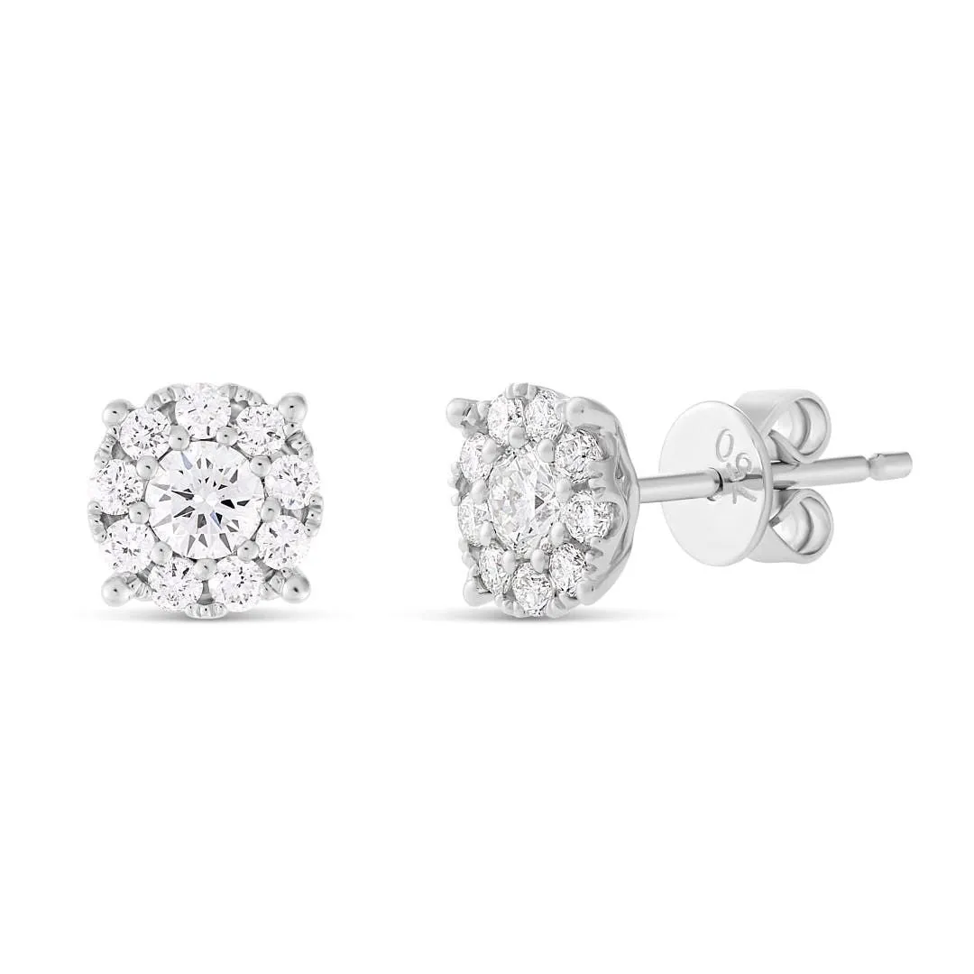 18k 0.20ct carat Cluster Diamond Stud Earrings