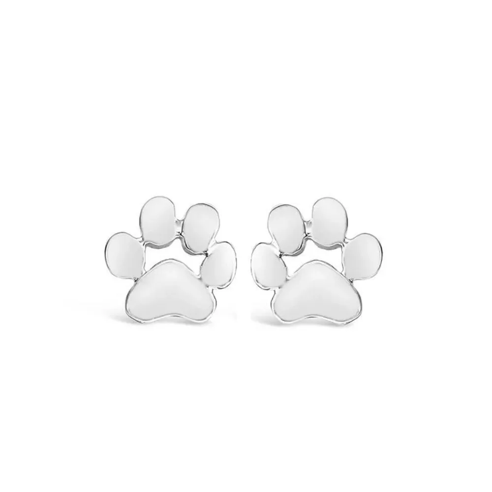 18K Gold-Plated Paw Print Stud Earrings for Pet Lovers - Available in Gold and Silver