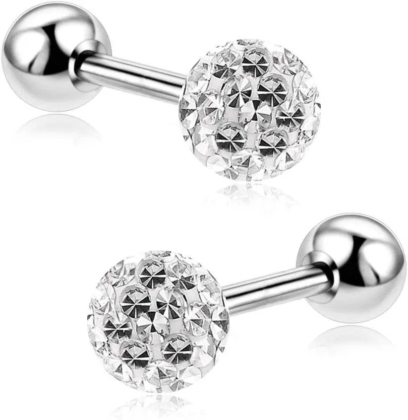 20G Stud Earrings Set for Women Girls Sensitive Ears with Screw on Backs Tragus Cartilage Jewelry