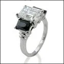 3 Stone 2 Ct Ememrald Black Emerlad Cubic Zirconia Cz Ring