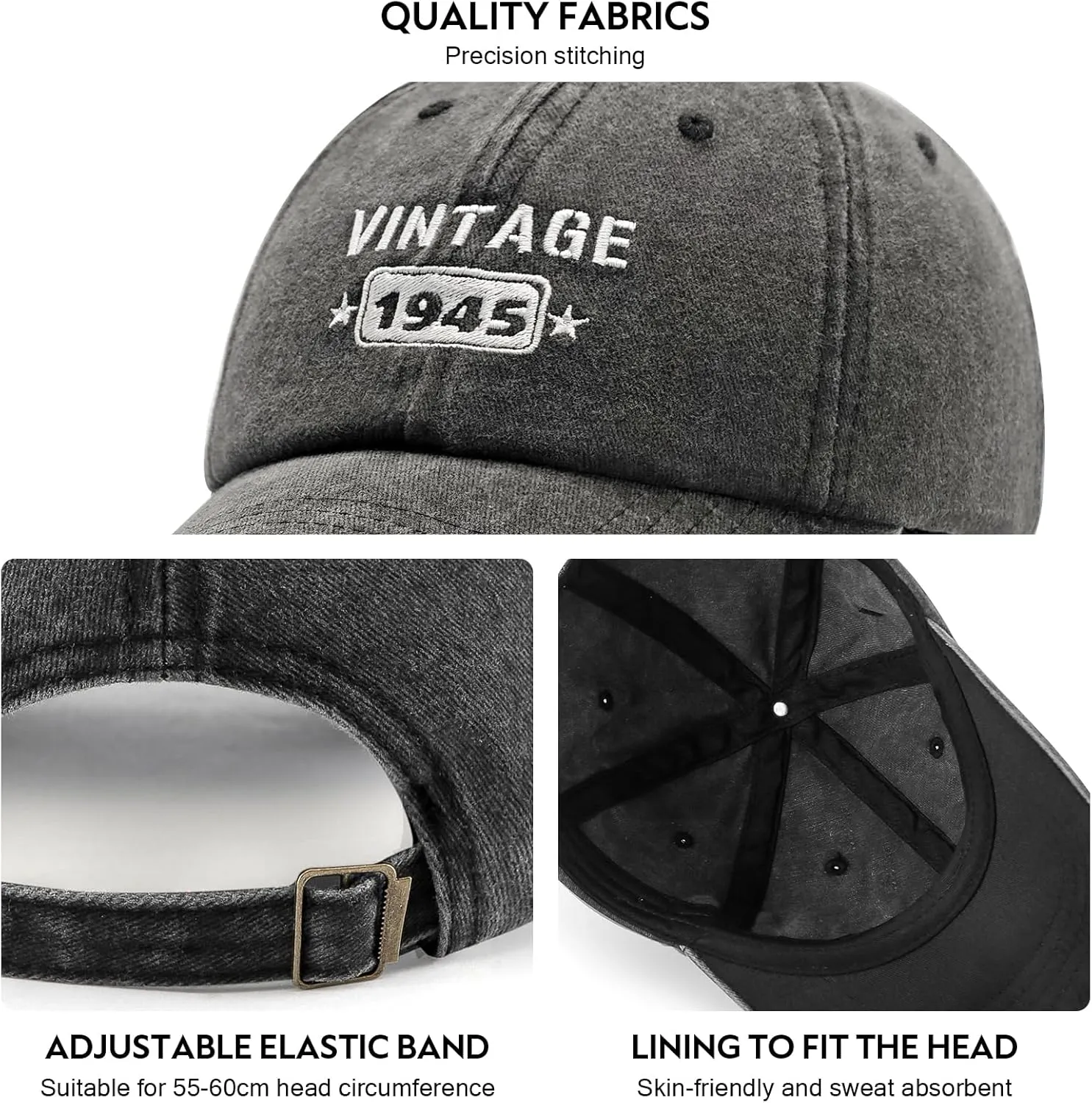 80th Birthday Gifts for Men Women, Happy 80th Birthday Decorations - Embroidered Baseball Cap Adjustable
