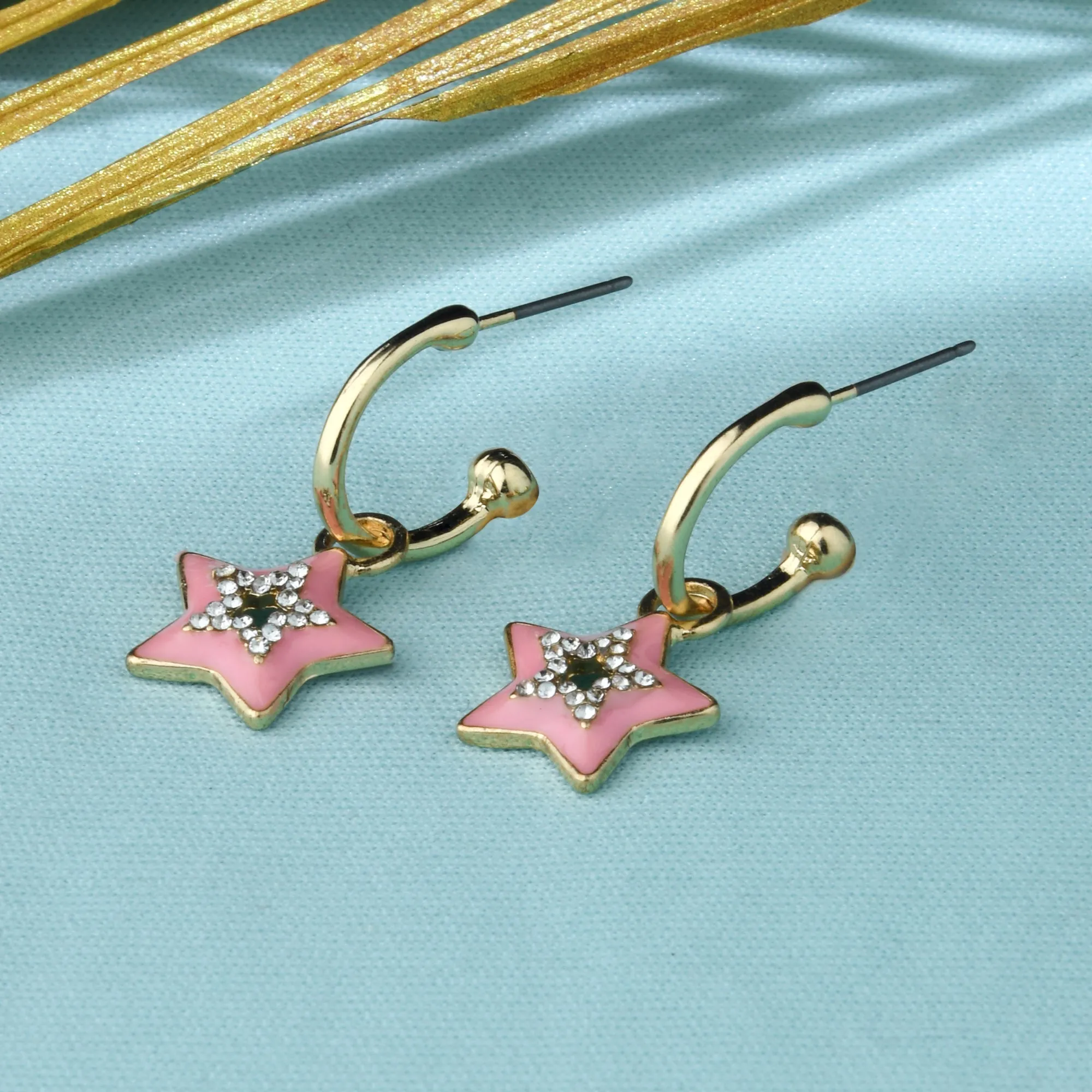 90S Flashback Star Enamel Pave Hoop