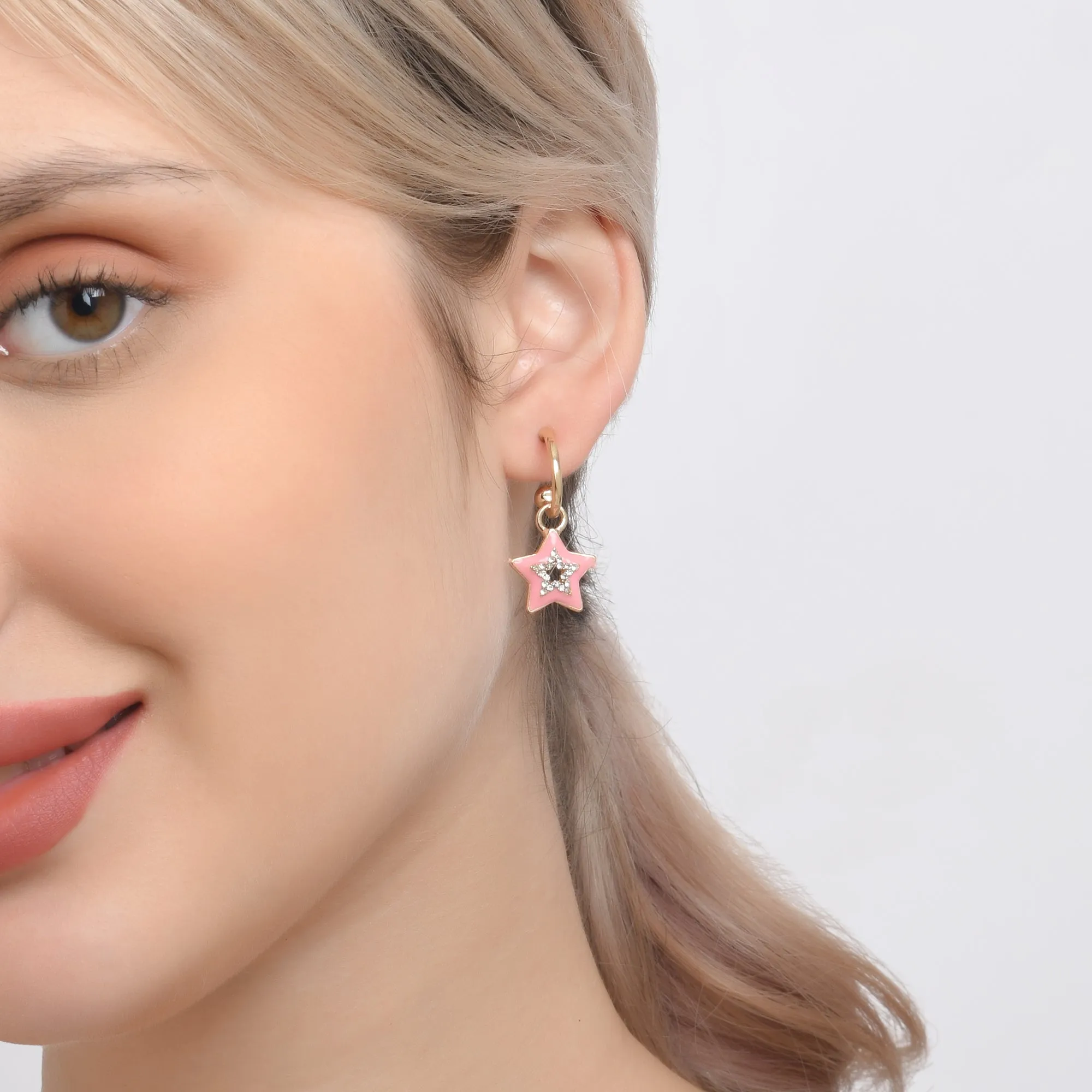 90S Flashback Star Enamel Pave Hoop