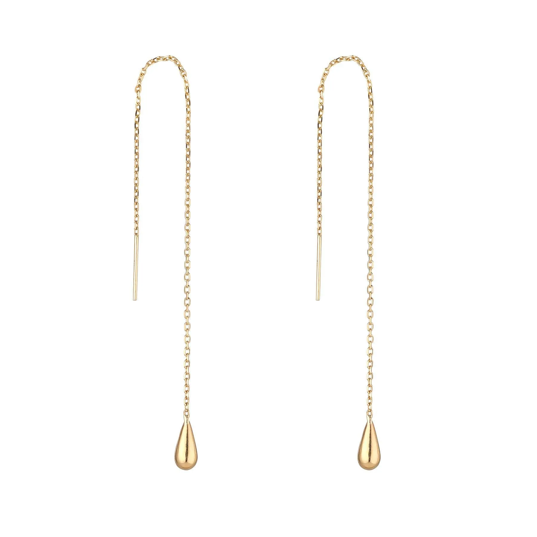 9kt Gold Teardrop Threader Earrings