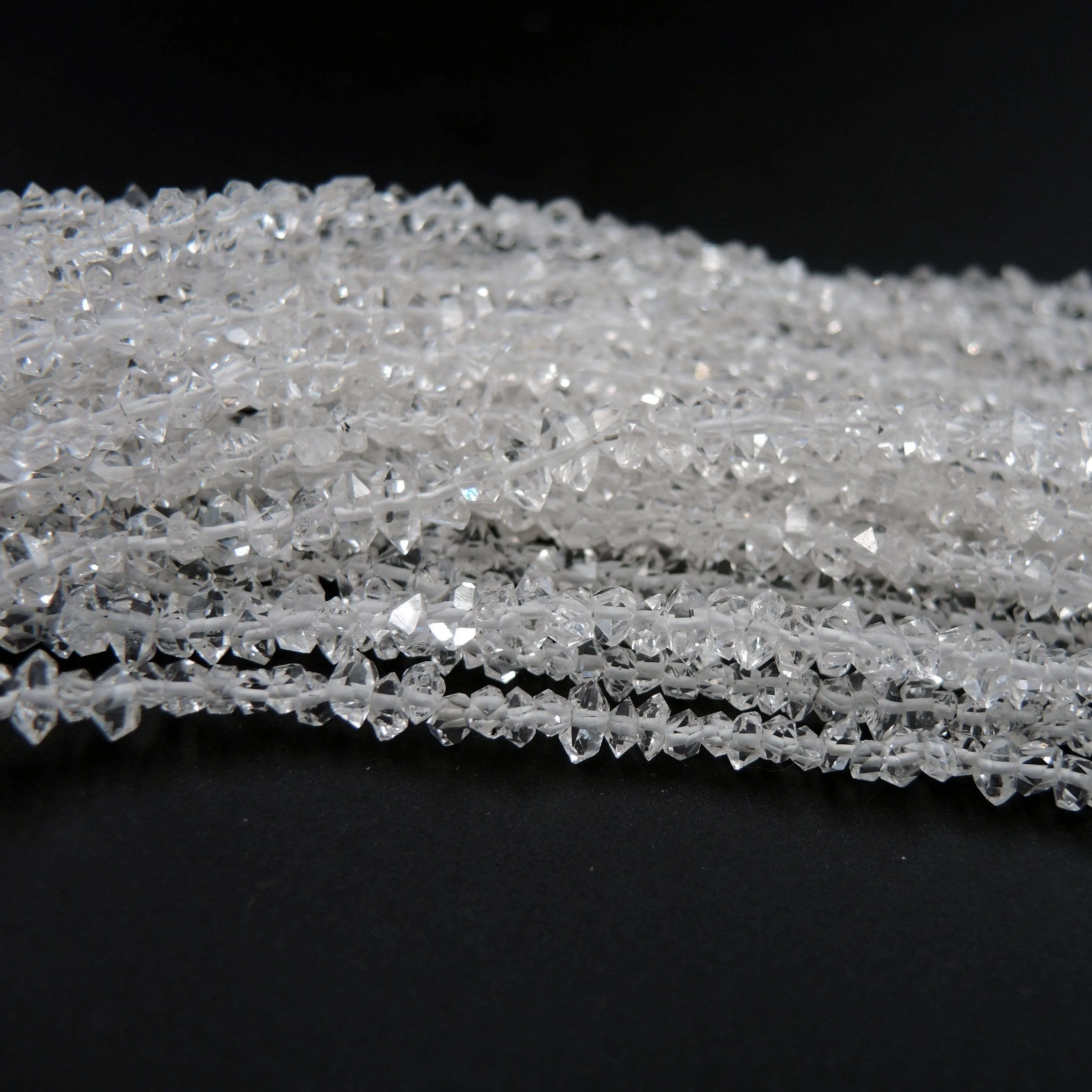 AAA Grade Super Clear Natural Herkimer Diamond Quartz Beads 4mm 6mm 8mm 10mm 12mm Double Pointed Quartz 16" Strand