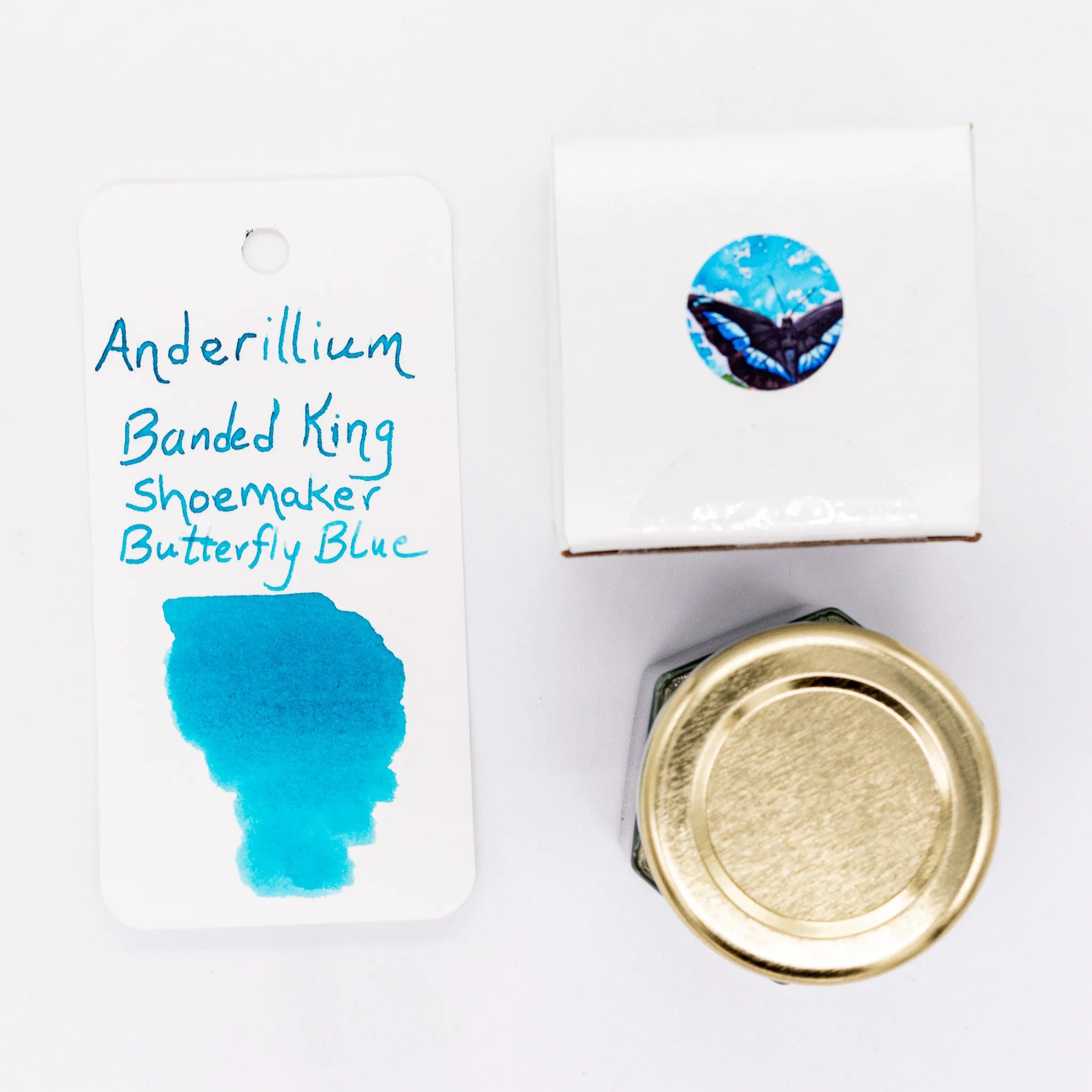 Anderillium Banded King Shoemaker Butterfly Blue Ink Bottle