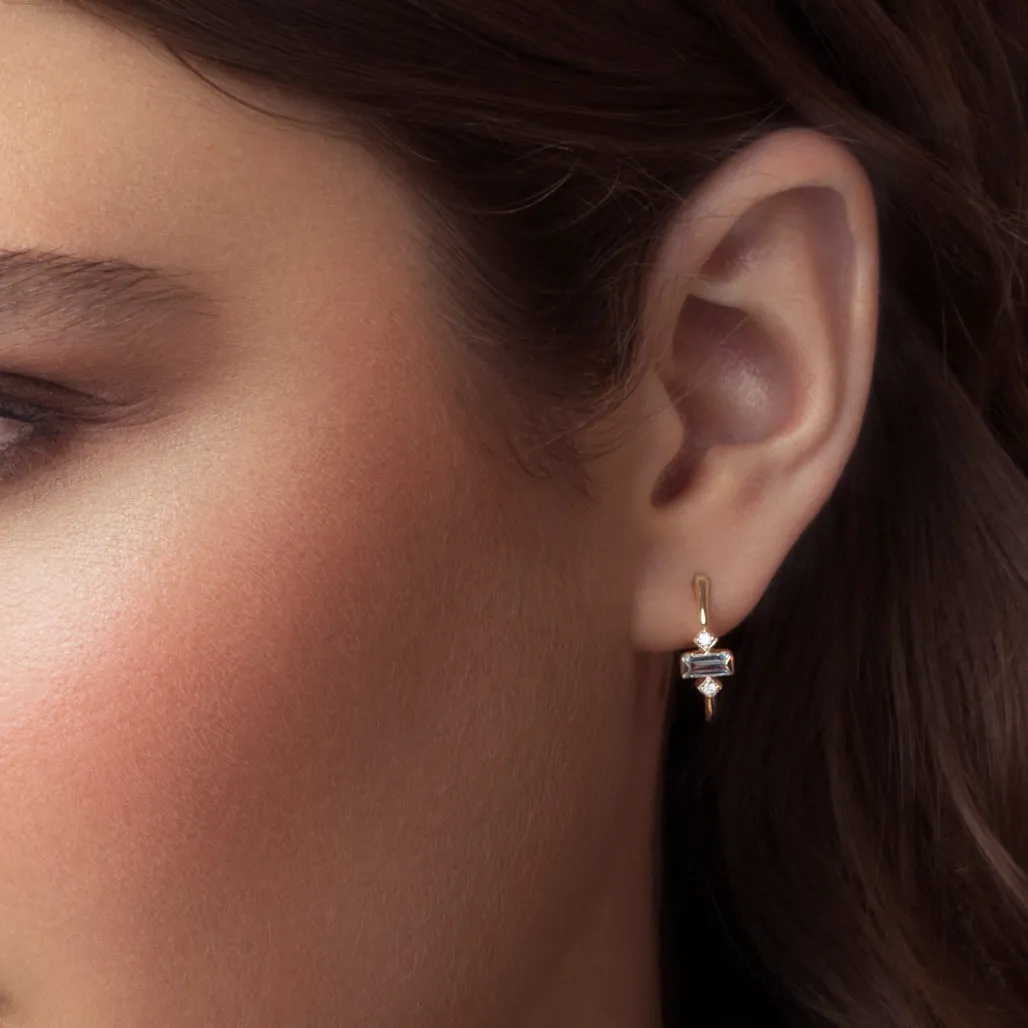 Apex Hoop Earrings - Sky blue topaz & diamonds (pair)