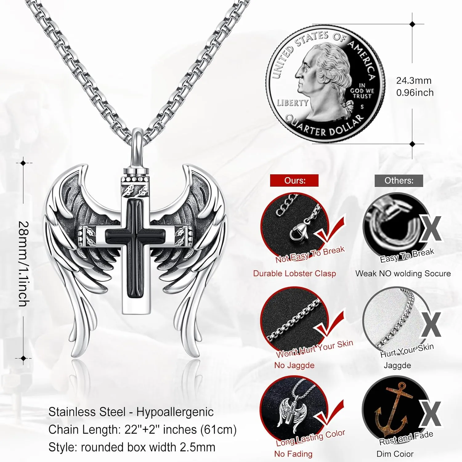 Ashes Cross/Viking Norse/Arrow/Bear Paw/Heart/Thor's Hammer/Hourglass/Tree of Life Necklace 925 Sterling Silver Pendant Necklace Cremation Jewelry Gifts for Men women