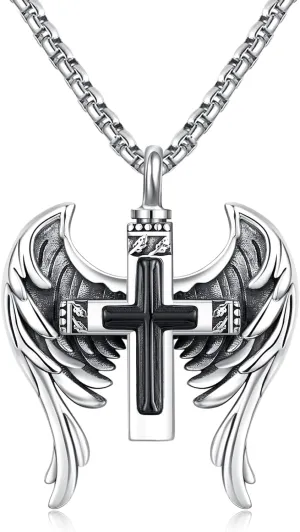 Ashes Cross/Viking Norse/Arrow/Bear Paw/Heart/Thor's Hammer/Hourglass/Tree of Life Necklace 925 Sterling Silver Pendant Necklace Cremation Jewelry Gifts for Men women