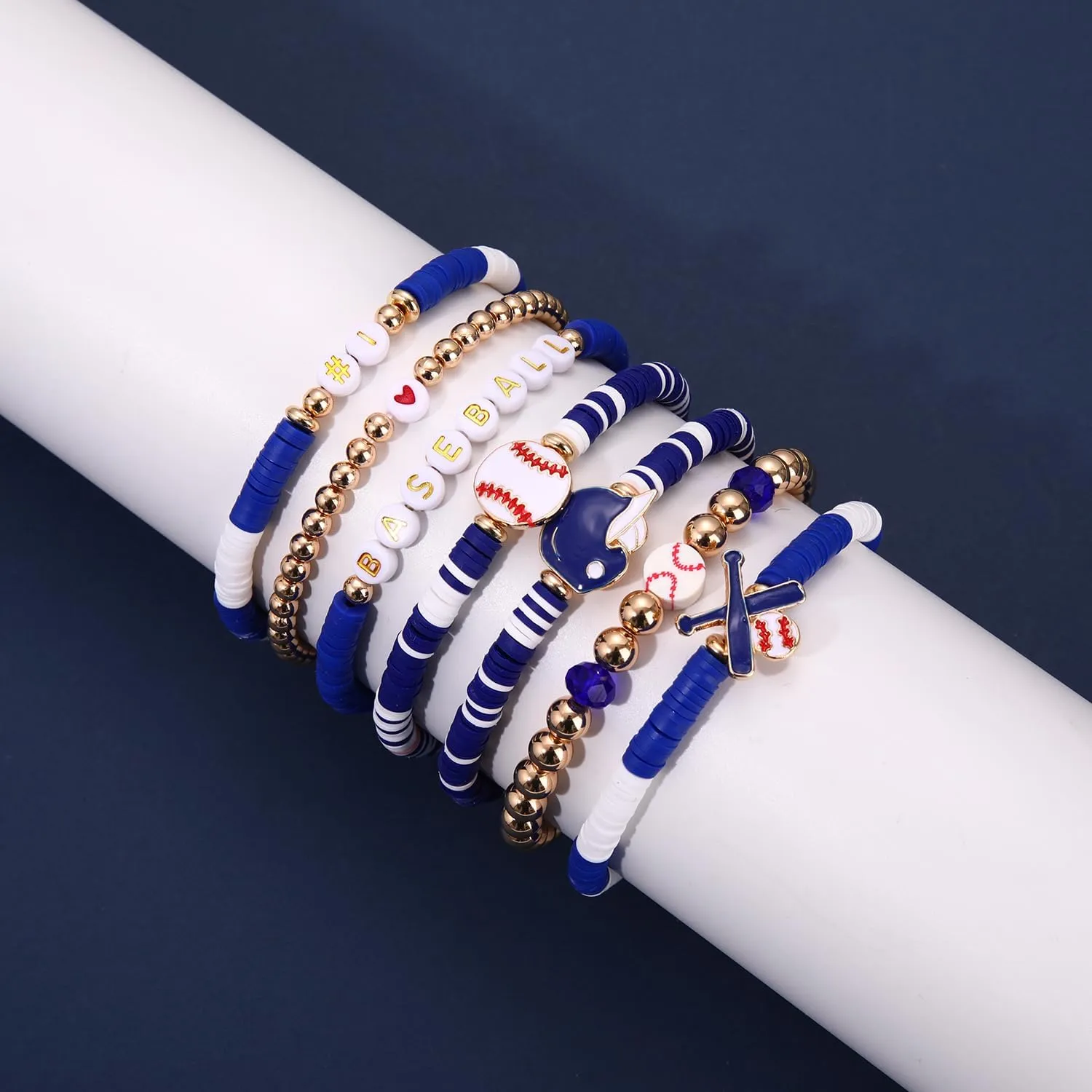 Baseball Bracelet for Women Game Day Bracelet Stack Red White Preppy Heishi Bracelets Sport Team Softball Baseball Mom Accessories Outfit Party Favors Gifts