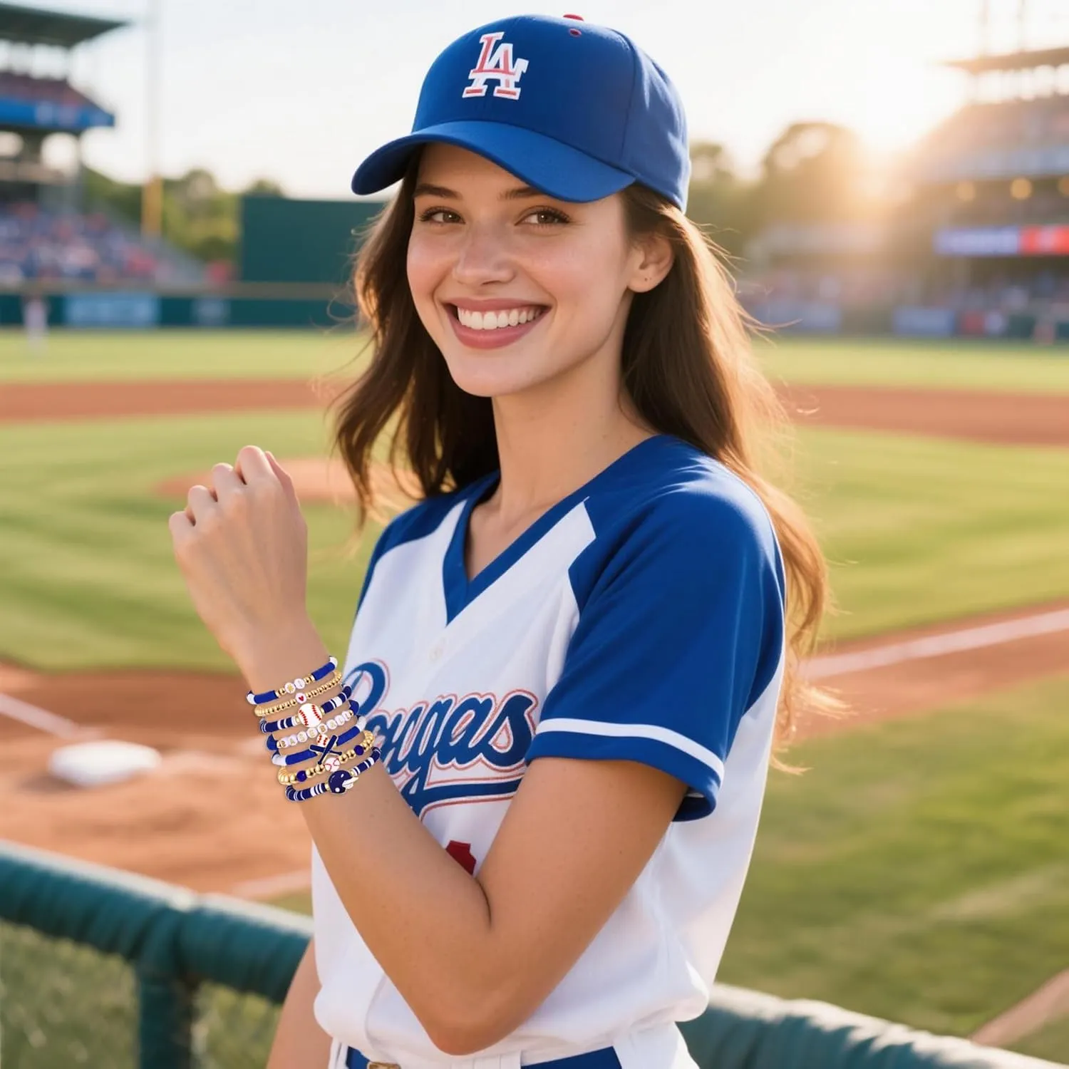 Baseball Bracelet for Women Game Day Bracelet Stack Red White Preppy Heishi Bracelets Sport Team Softball Baseball Mom Accessories Outfit Party Favors Gifts