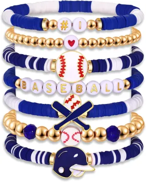 Baseball Bracelet for Women Game Day Bracelet Stack Red White Preppy Heishi Bracelets Sport Team Softball Baseball Mom Accessories Outfit Party Favors Gifts