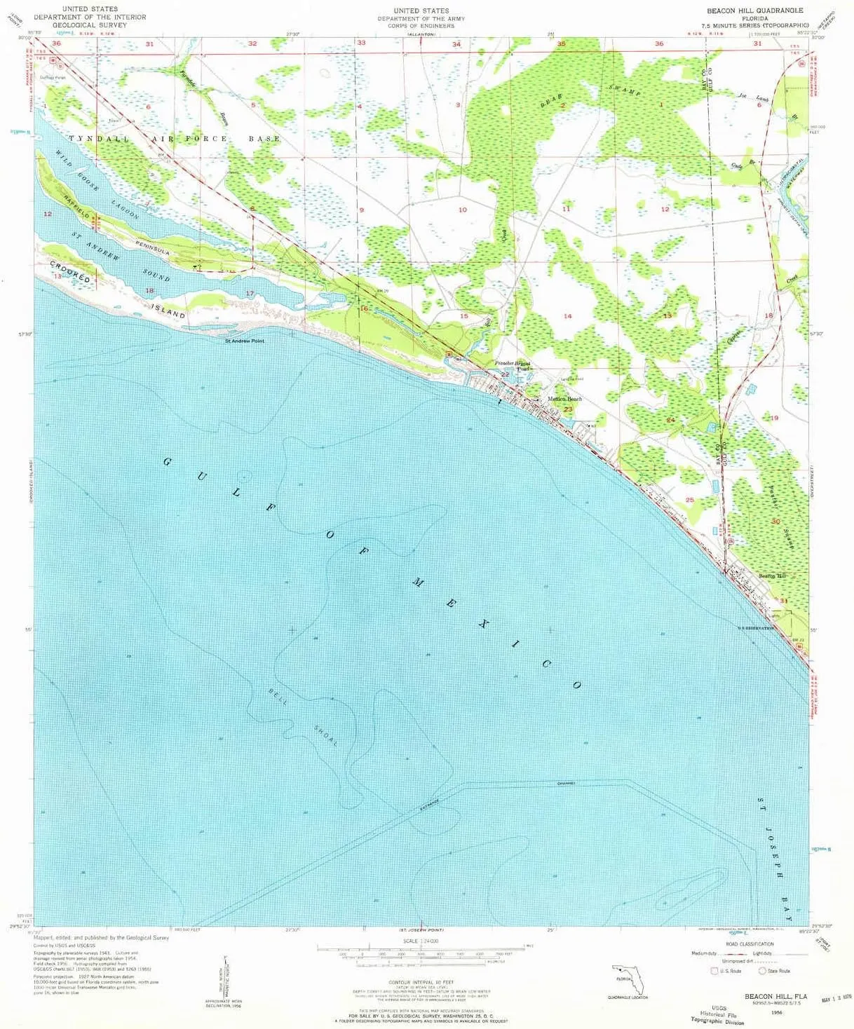 Beacon Hill FL topo map, 1:24000 Scale, 7.5 X 7.5 Minute, Historical, 1956, 26.9 x 23 in