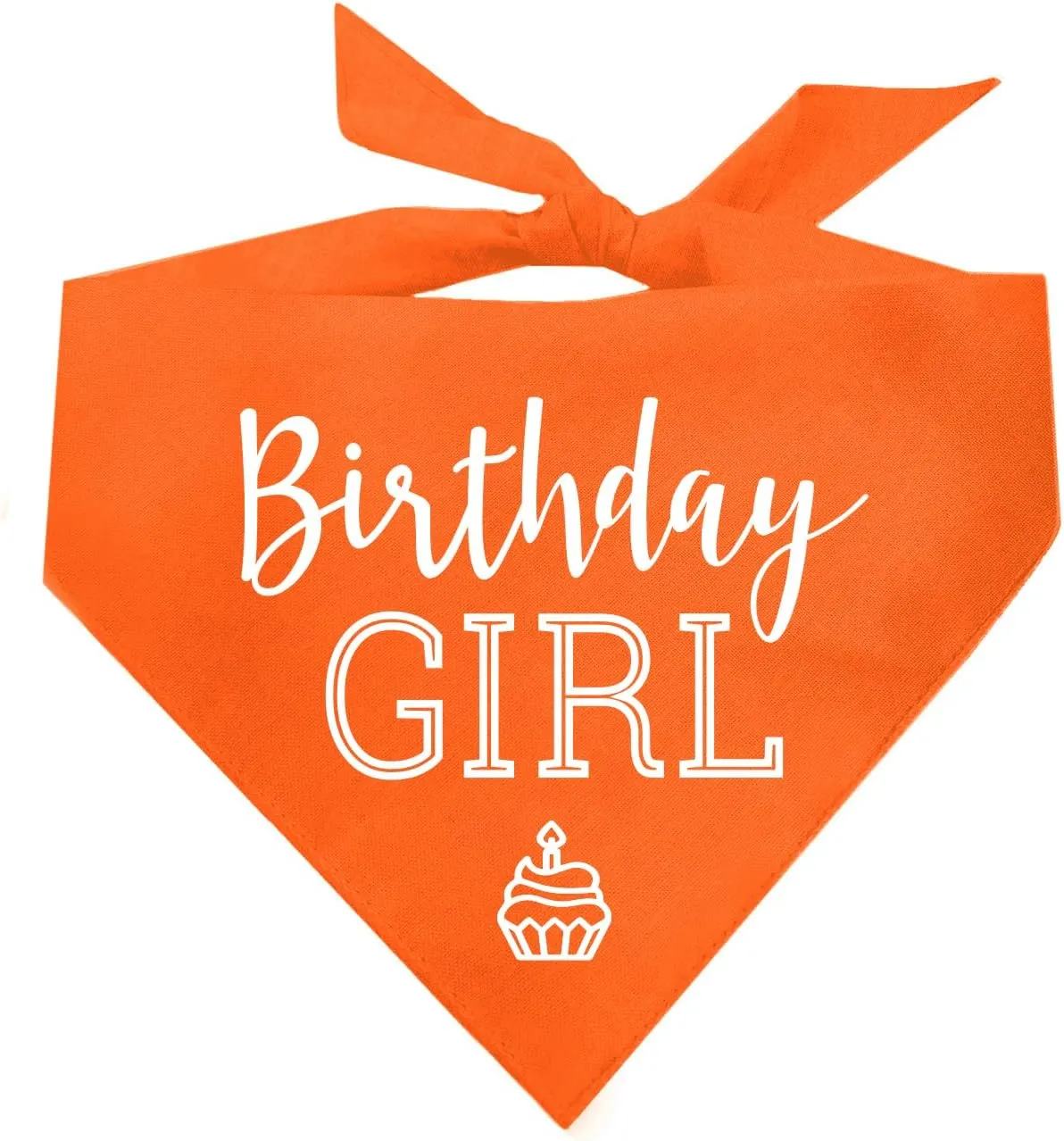 Birthday Girl with Cupcake Dog Bandana | 100% Cotton | Made in USA | Birthday | Pawty | Party Theme | Celebration Supplies | Photoshoot | Orange, One Size (215)