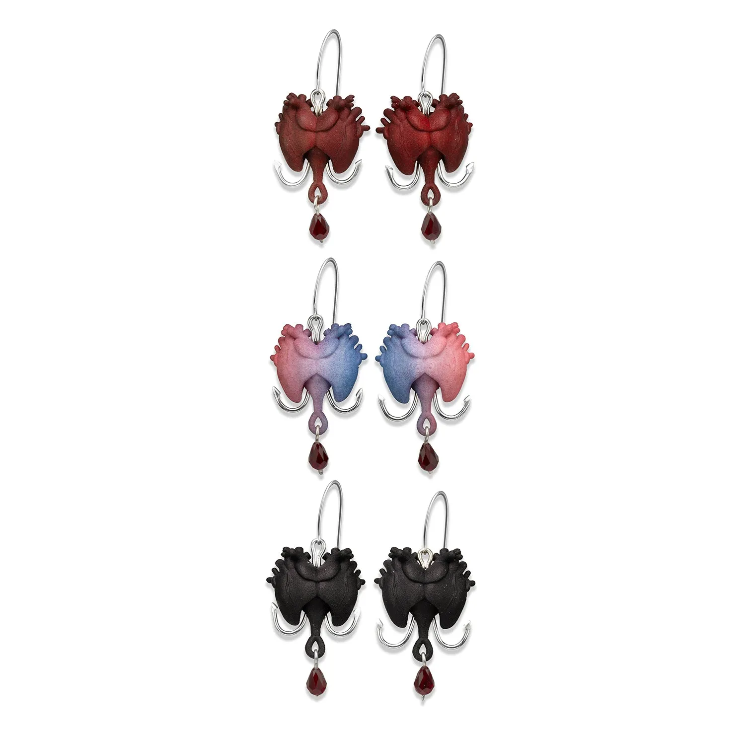 Bleeding Heart Earrings in Black by Elinor Nelson-Hachey