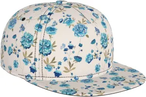 Blue Rose Flowers Snapback Hats for Men Women, Flat Bill Brim Hat Adjustable Baseball Cap