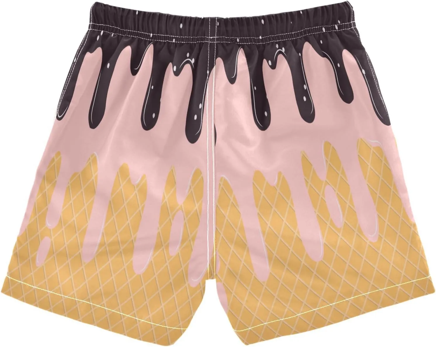 Boccsty Pink Strawberry Ice Cream Boys Swim Trunks Baby Kids Swimwear Summer Toddler Beach Board Shorts 2T-XL