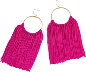 Boho Tassel Earrings for Women - Statement Fringe Hoop Earrings, Trendy Western Earrings