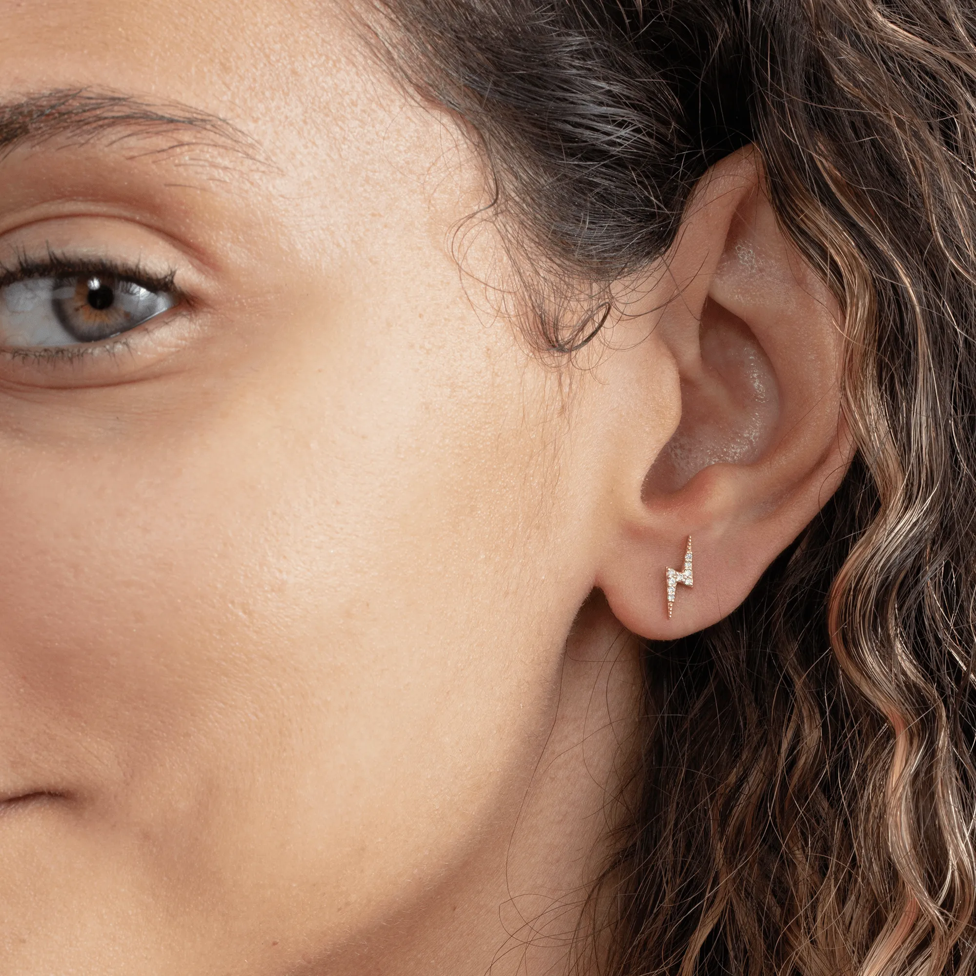 **Stunning Diamond Lightning Bolt Stud Earrings, Electra**
