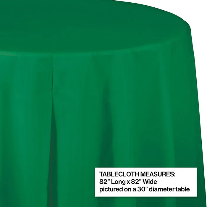 Bulk Emerald Green Round Plastic 82 inch Table Covers (12 per Case)
