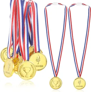 Caydo Gold Medals for Kids Medals for Awards Plastic Winner Award Medals for Kids(24PCS/72PCS/100PCS)