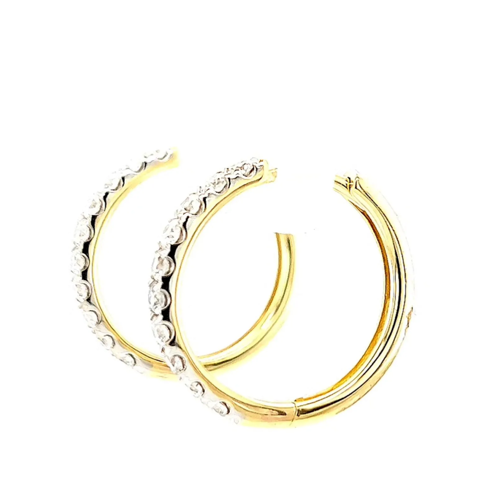 Celebration 9ct Two Tone Gold Round Brilliant Cut 1/2 CARAT tw of Lab Grown Diamonds Huggie Earrings