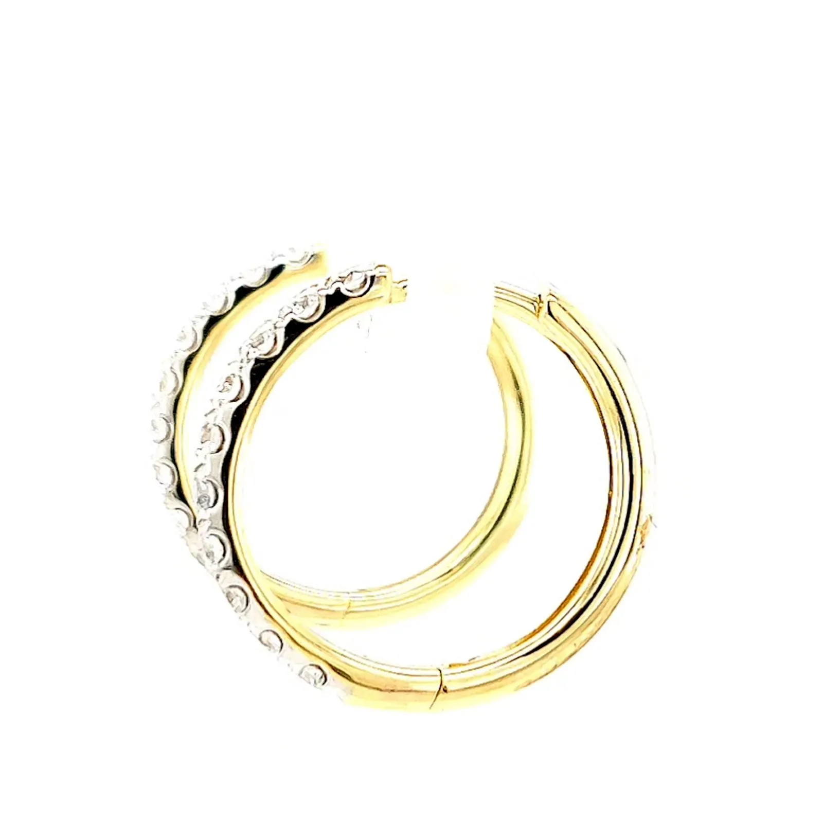 Celebration 9ct Two Tone Gold Round Brilliant Cut 1/2 CARAT tw of Lab Grown Diamonds Huggie Earrings