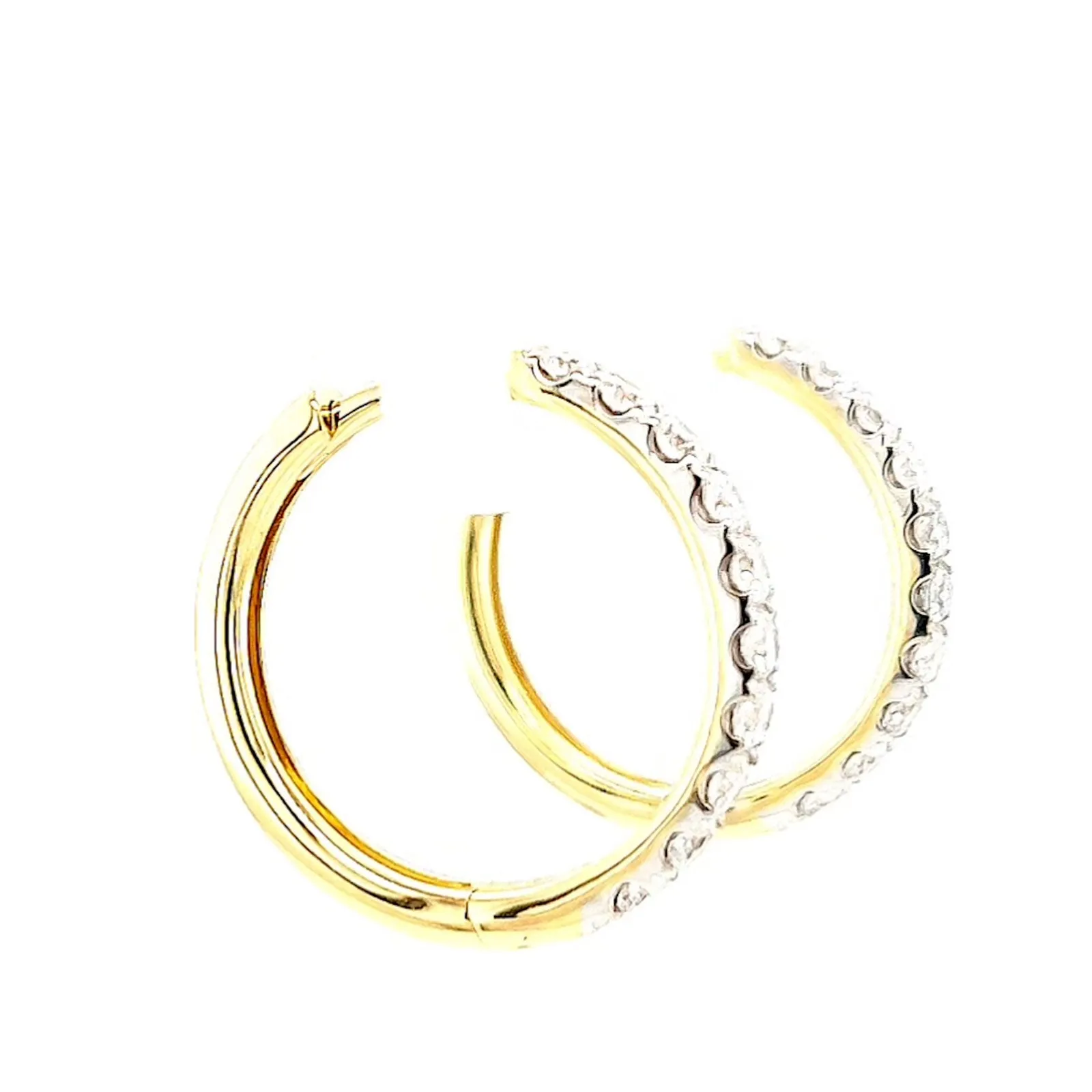 Celebration 9ct Two Tone Gold Round Brilliant Cut 1/2 CARAT tw of Lab Grown Diamonds Huggie Earrings