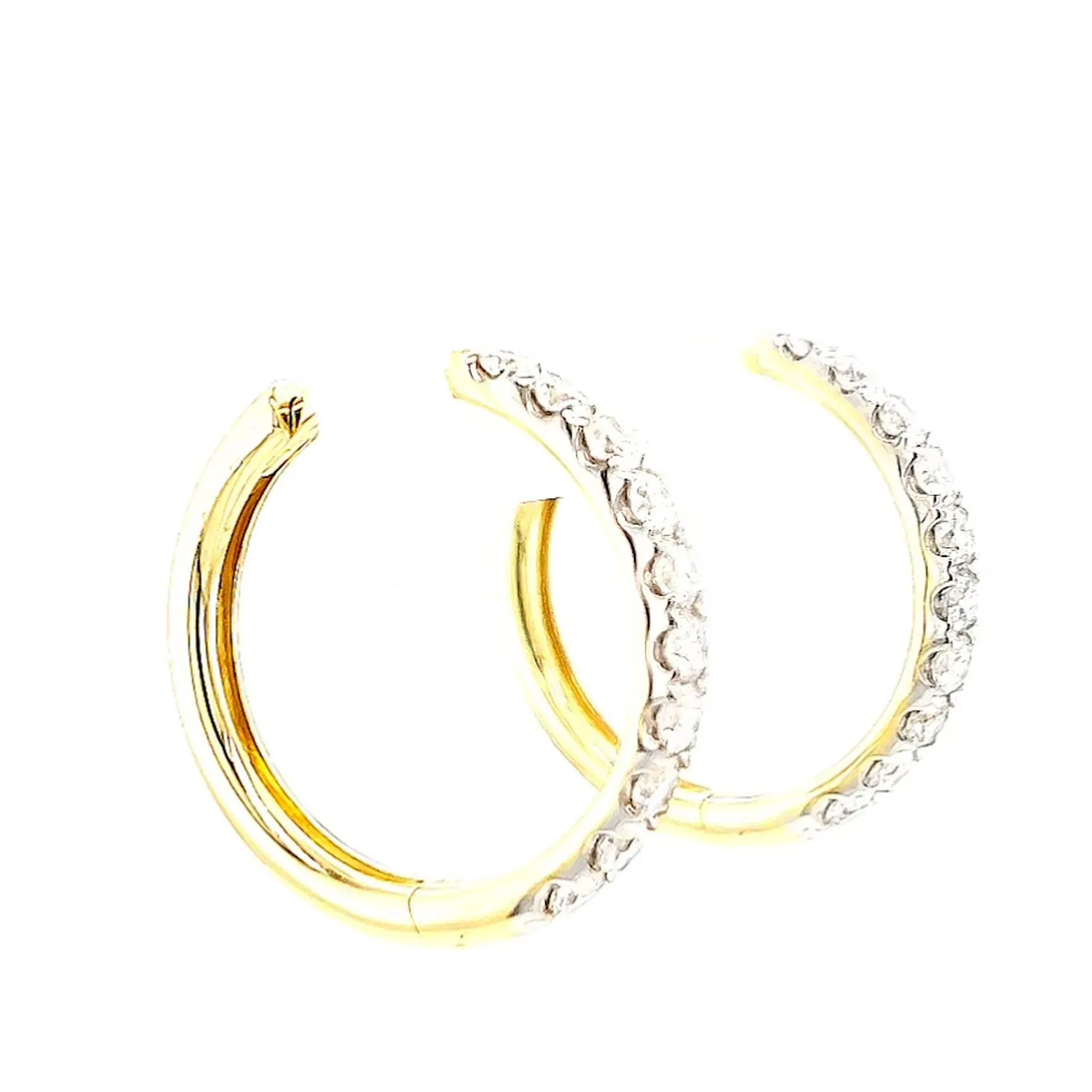 Celebration 9ct Two Tone Gold Round Brilliant Cut 1/2 CARAT tw of Lab Grown Diamonds Huggie Earrings