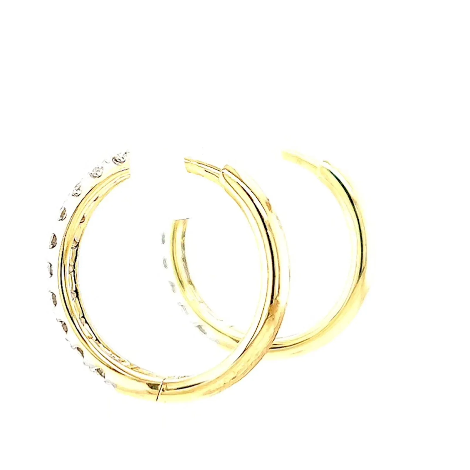 Celebration 9ct Two Tone Gold Round Brilliant Cut 1/2 CARAT tw of Lab Grown Diamonds Huggie Earrings