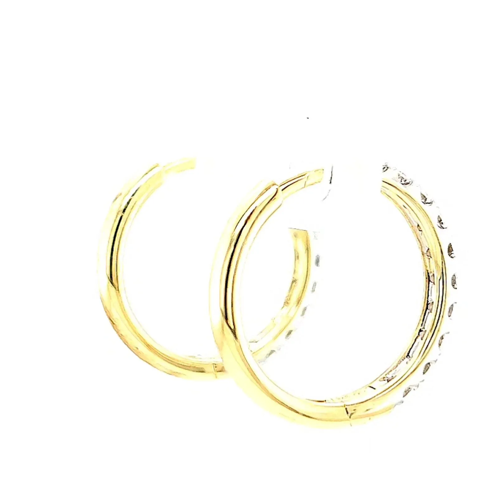 Celebration 9ct Two Tone Gold Round Brilliant Cut 1/2 CARAT tw of Lab Grown Diamonds Huggie Earrings