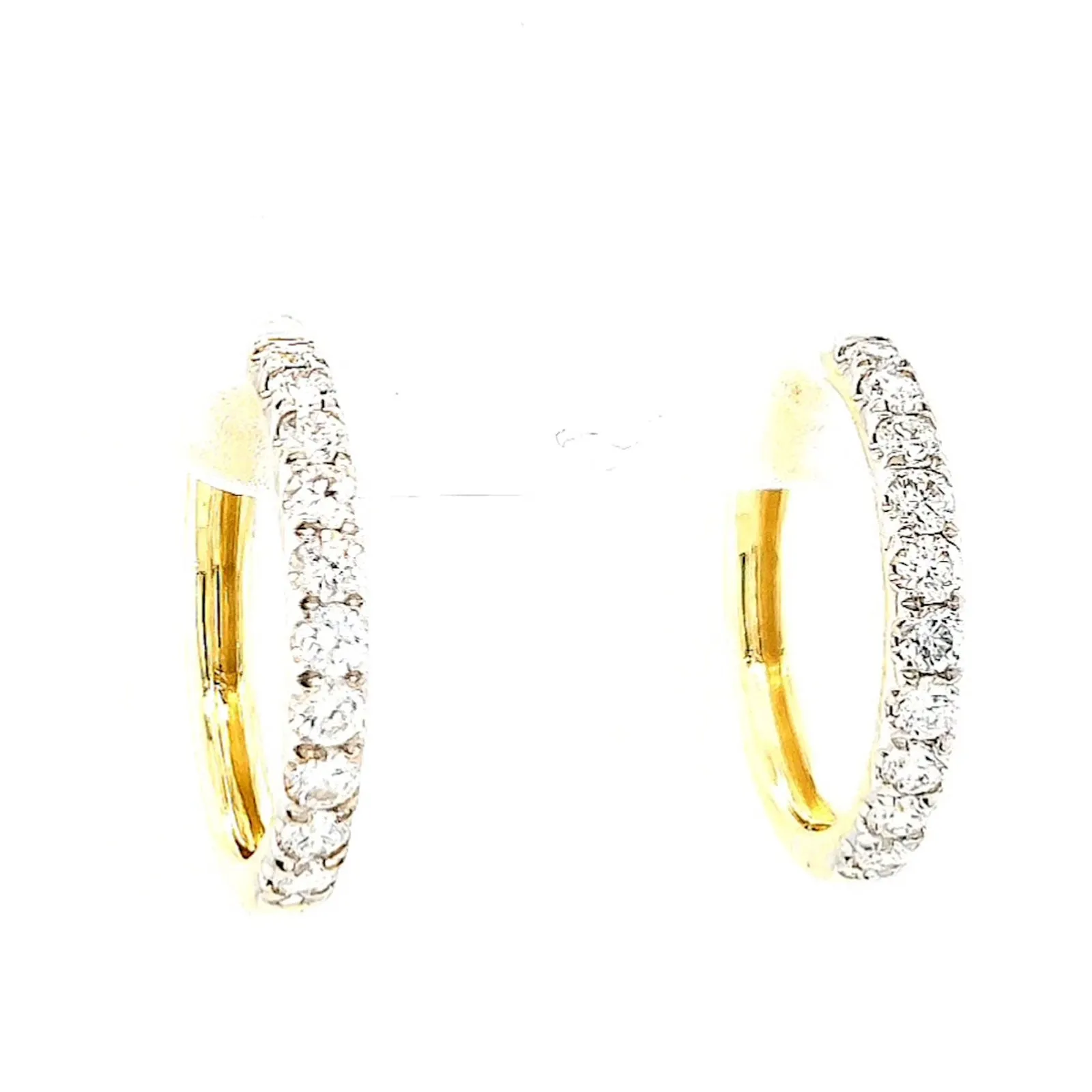 Celebration 9ct Two Tone Gold Round Brilliant Cut 1/2 CARAT tw of Lab Grown Diamonds Huggie Earrings