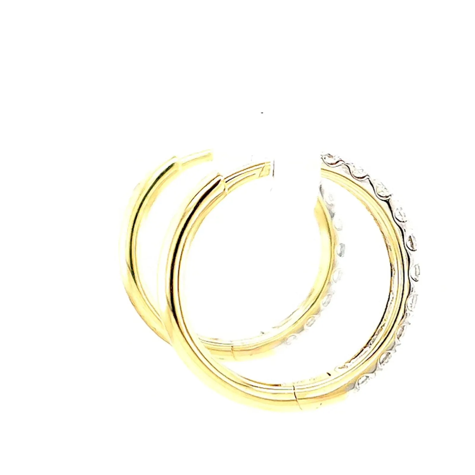 Celebration 9ct Two Tone Gold Round Brilliant Cut 1/2 CARAT tw of Lab Grown Diamonds Huggie Earrings