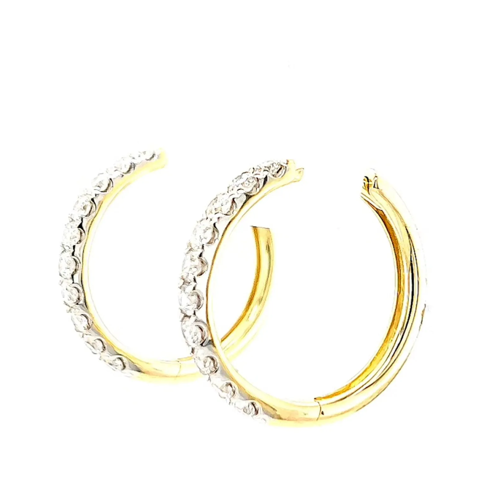 Celebration 9ct Two Tone Gold Round Brilliant Cut 1/2 CARAT tw of Lab Grown Diamonds Huggie Earrings