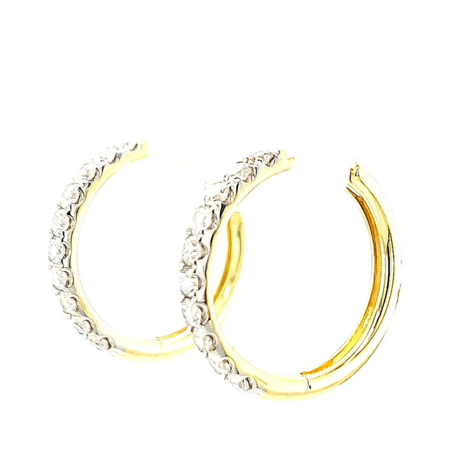 Celebration 9ct Two Tone Gold Round Brilliant Cut 1/2 CARAT tw of Lab Grown Diamonds Huggie Earrings