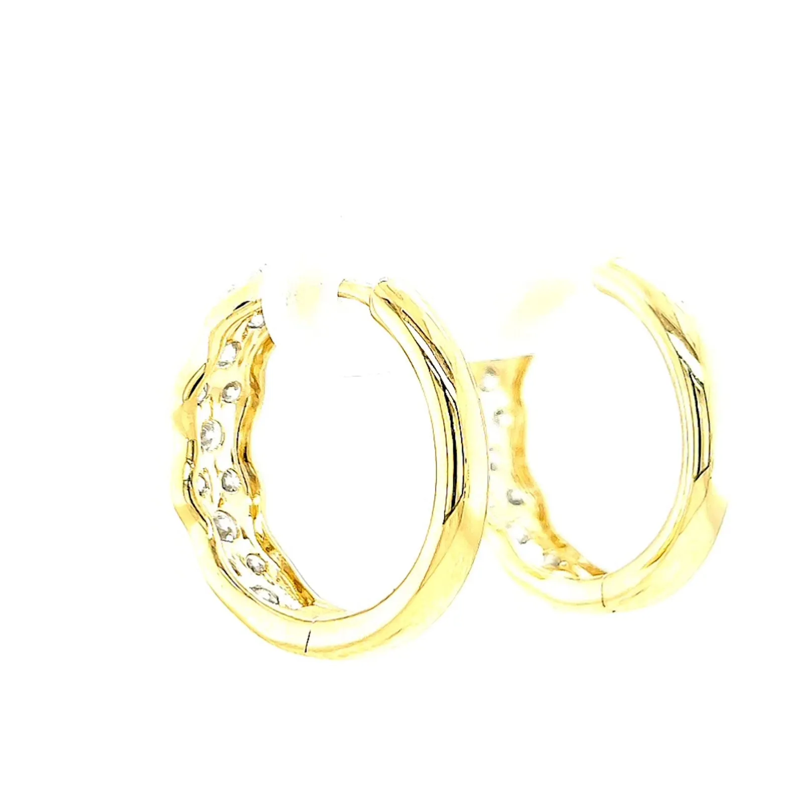 Celebration 9ct Two Tone Gold Round Brilliant Cut 1.25 CARAT tw of Lab Grown Diamonds Huggies Earrings