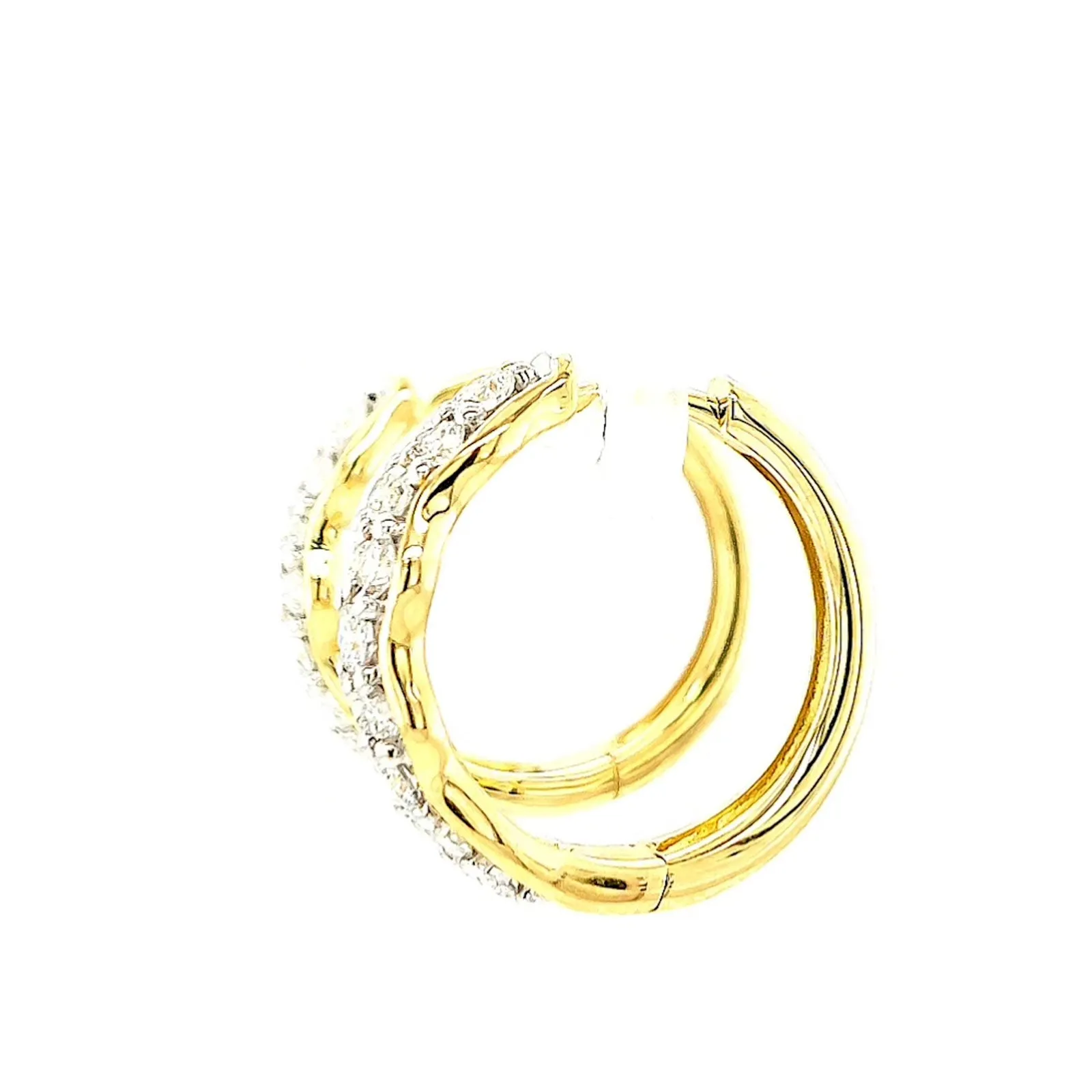 Celebration 9ct Two Tone Gold Round Brilliant Cut 1.25 CARAT tw of Lab Grown Diamonds Huggies Earrings