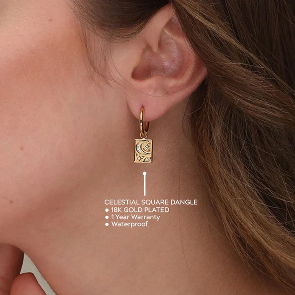 Celestial Square Dangle Earrings