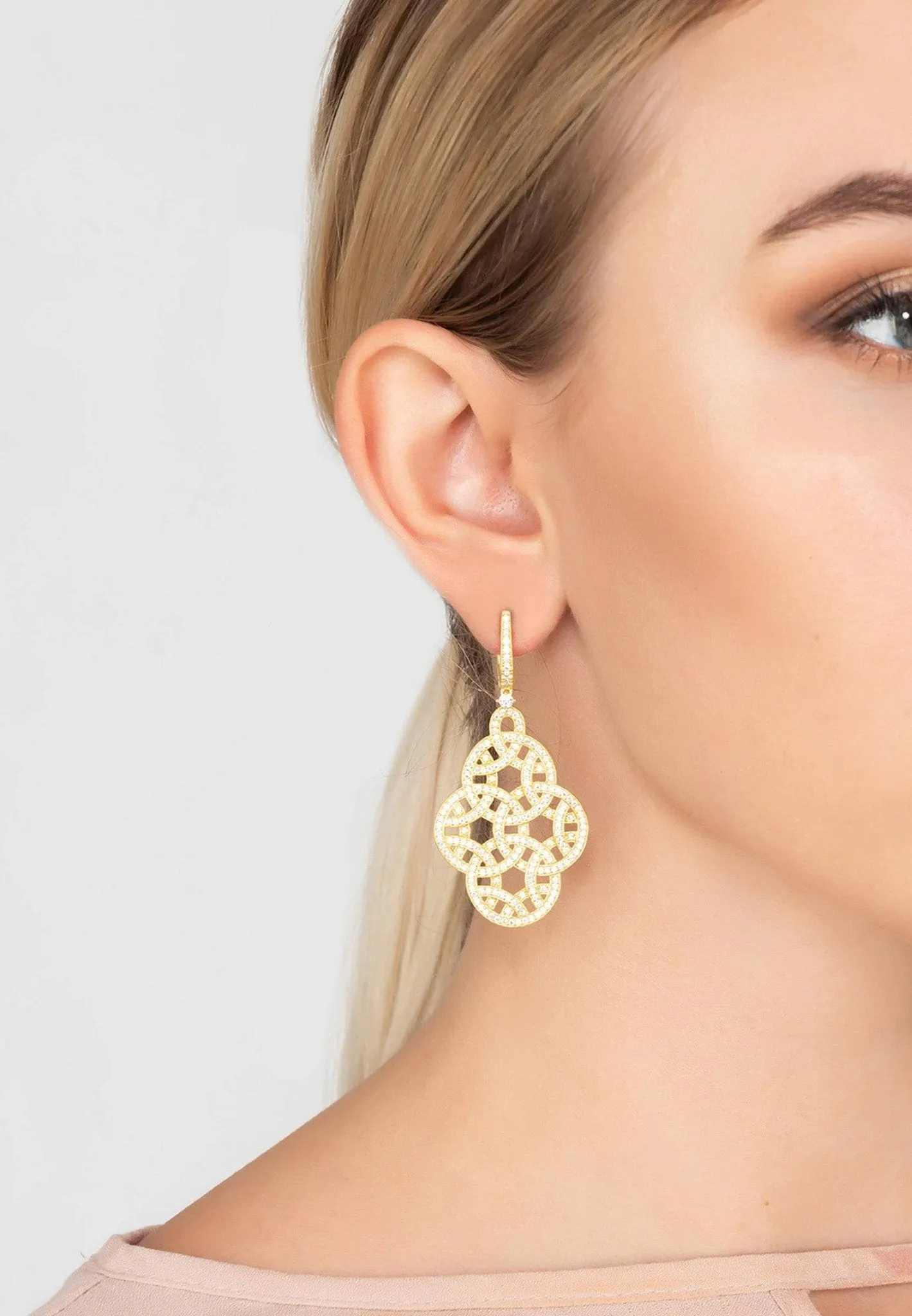 Celtic Knot Aoife Drop Earrings Gold