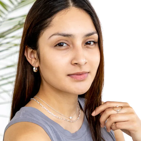 Chunky Huggie Hoops in Silver