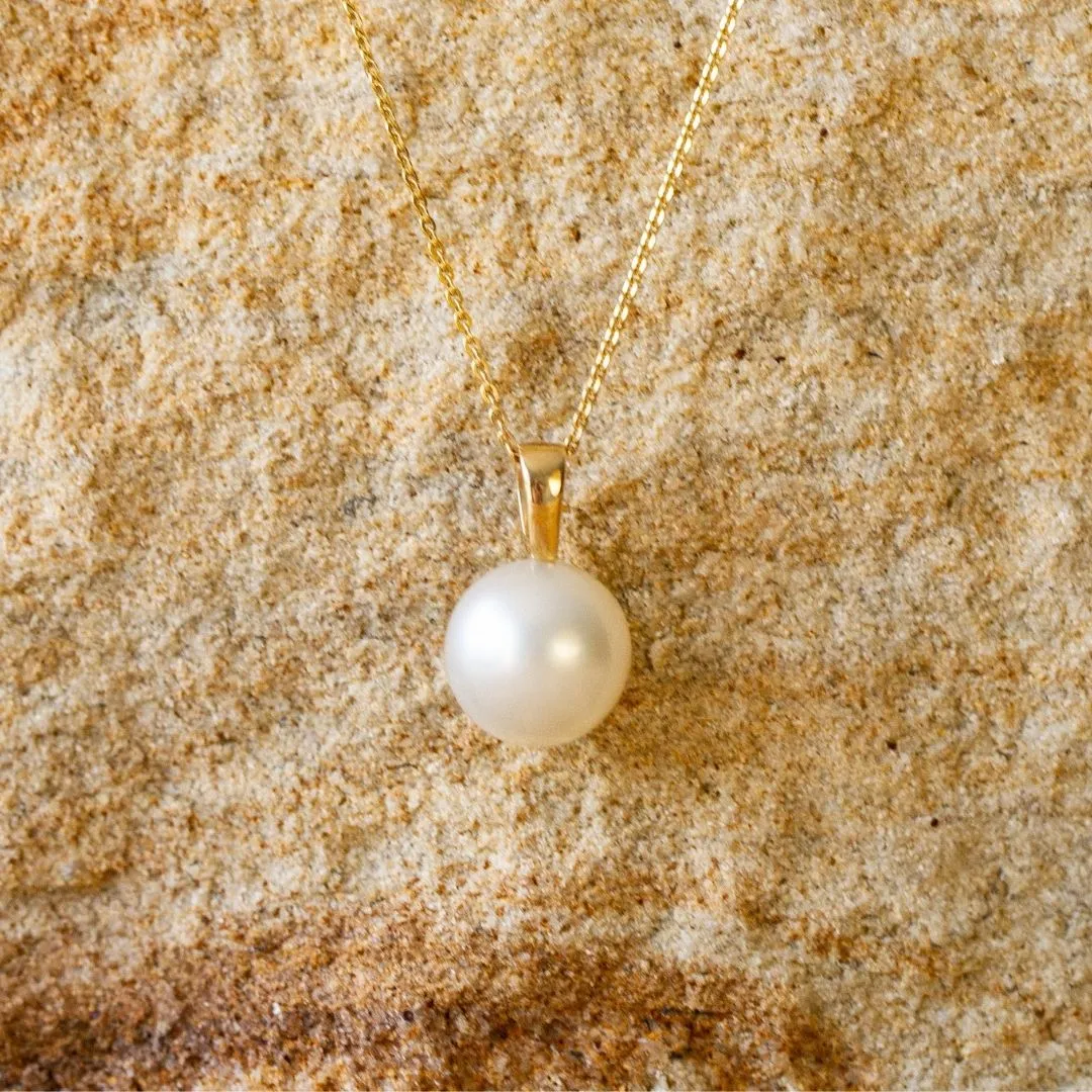Cocos Pendant Australian South Sea Cygnet Bay Round 12mm B1 9ct Rose Gold