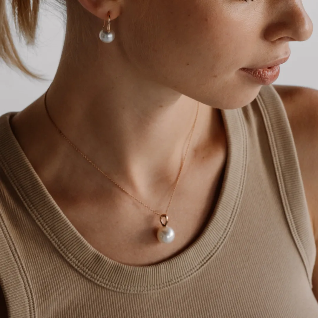 Cocos Pendant Australian South Sea Cygnet Bay Round 12mm B1 9ct Rose Gold